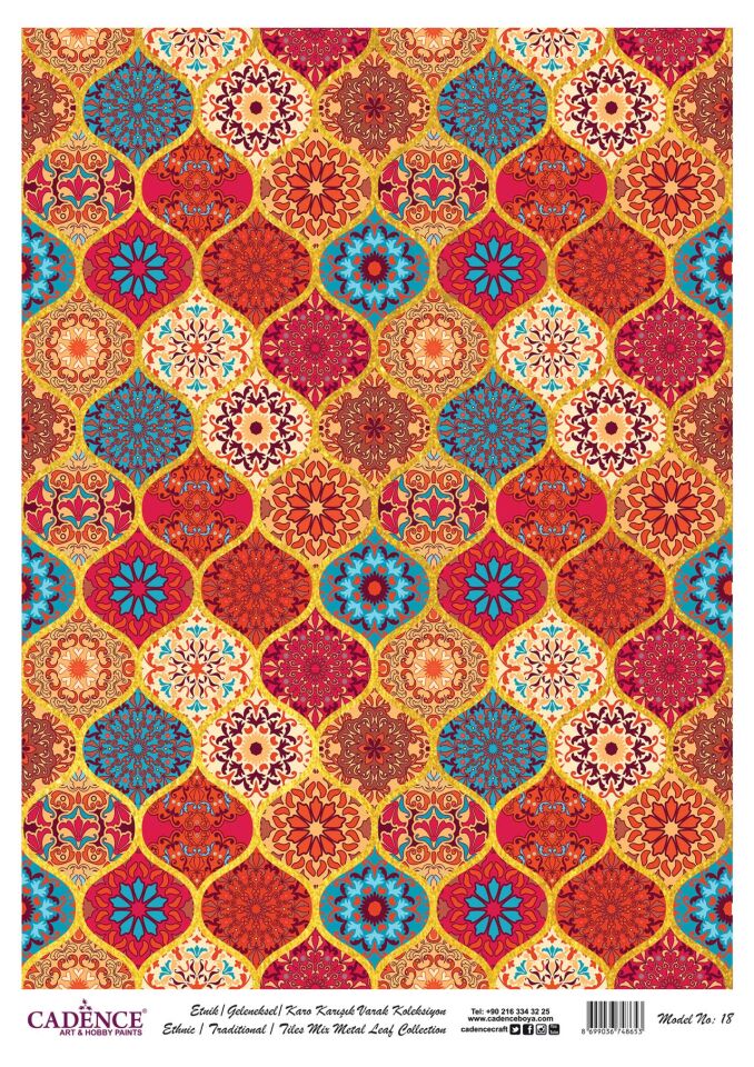 Cadence Desenli (Baskılı) Altın Varak Pirinç Dekopaj Model-18 30X42