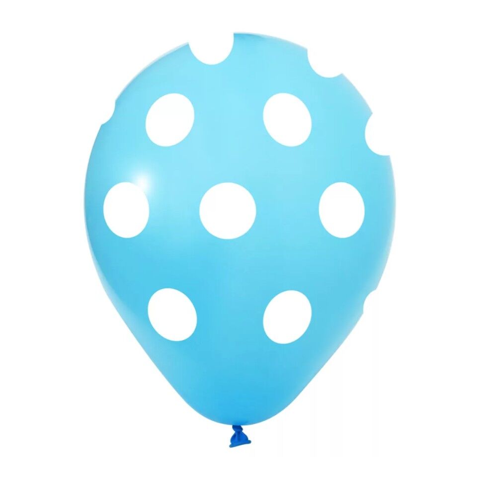 Balon 12''Çepeçevre Puantiye Baskılı Açık Mavi 8 Li    