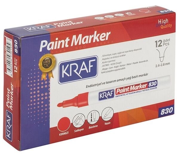 Kraf Paint Markör 830 Kırmızı