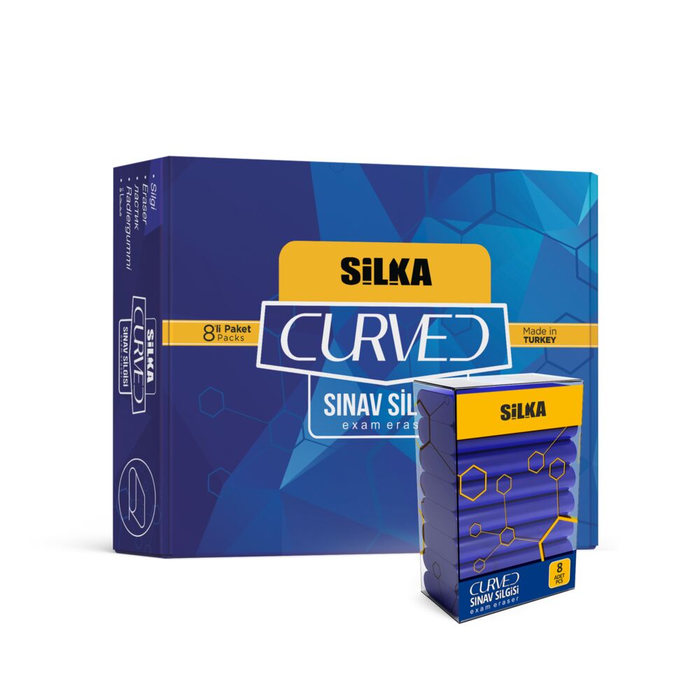 Silka 8 Li Curved Mavi Sınav Silgisi