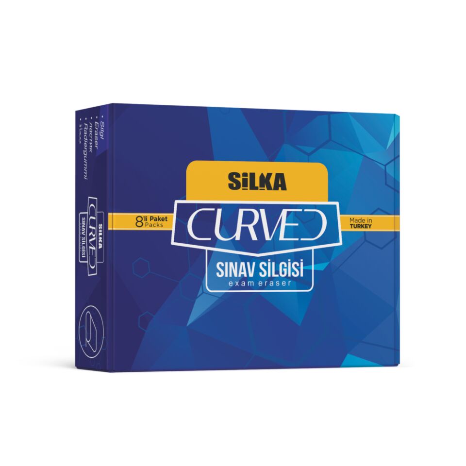 Silka 8 Li Curved Mavi Sınav Silgisi