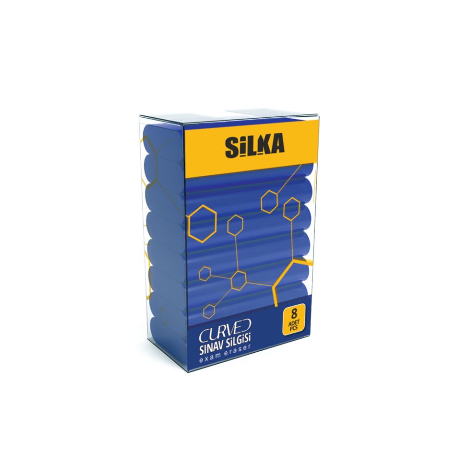 Silka 8 Li Curved Mavi Sınav Silgisi
