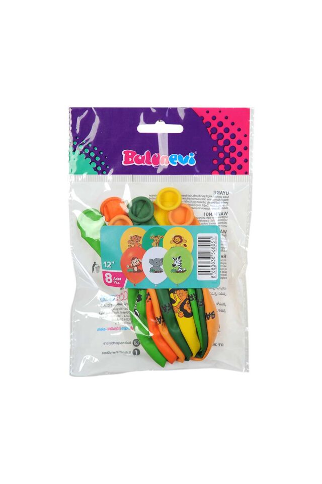 Balon 12'' Safari Baskılı 8 Li    