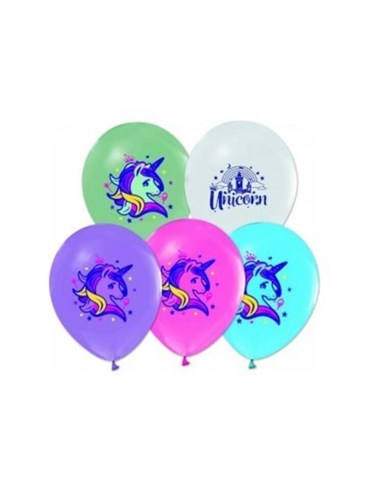Balon 12'' Raınbow Unıcorn Baskılı 8 Li    
