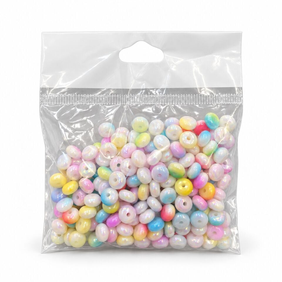 Damla Karışık Renk Plastik Elips Boncuk 50 Gr