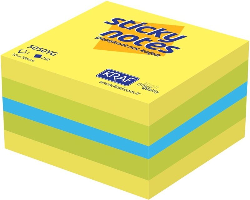 Kraf Yapışkanlı Not Kağıdı Küp 50x50 250 Yaprak Neon