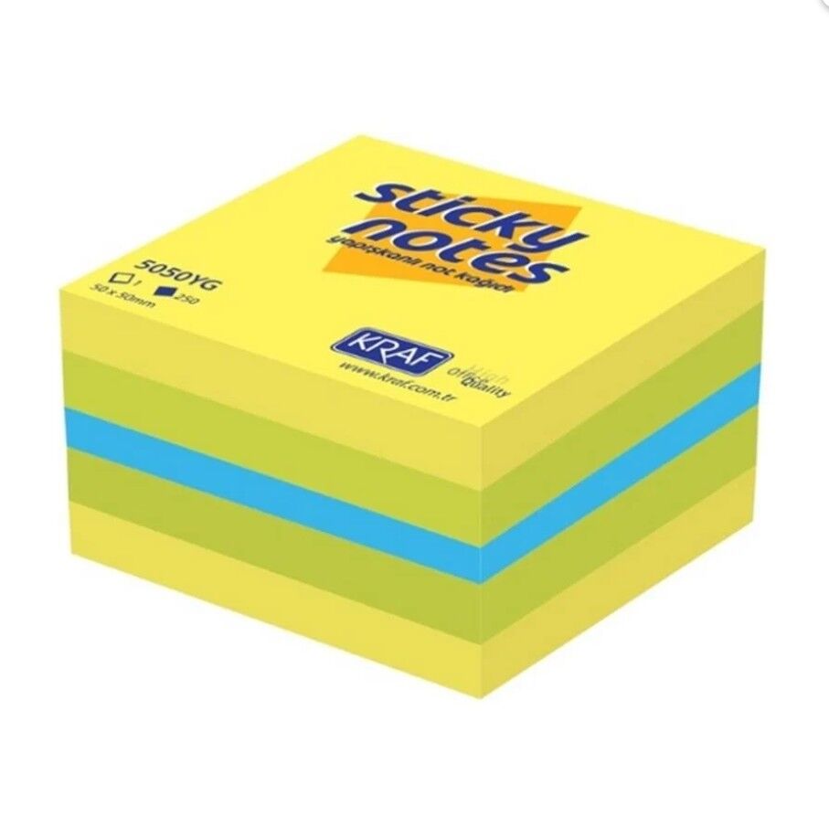 Kraf Yapışkanlı Not Kağıdı Küp 50x50 250 Yaprak Neon