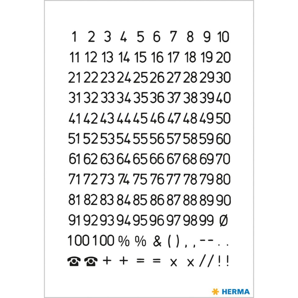 Herma Vario Rakam Etiket 1-100 5 Mm Siyah Beyaz