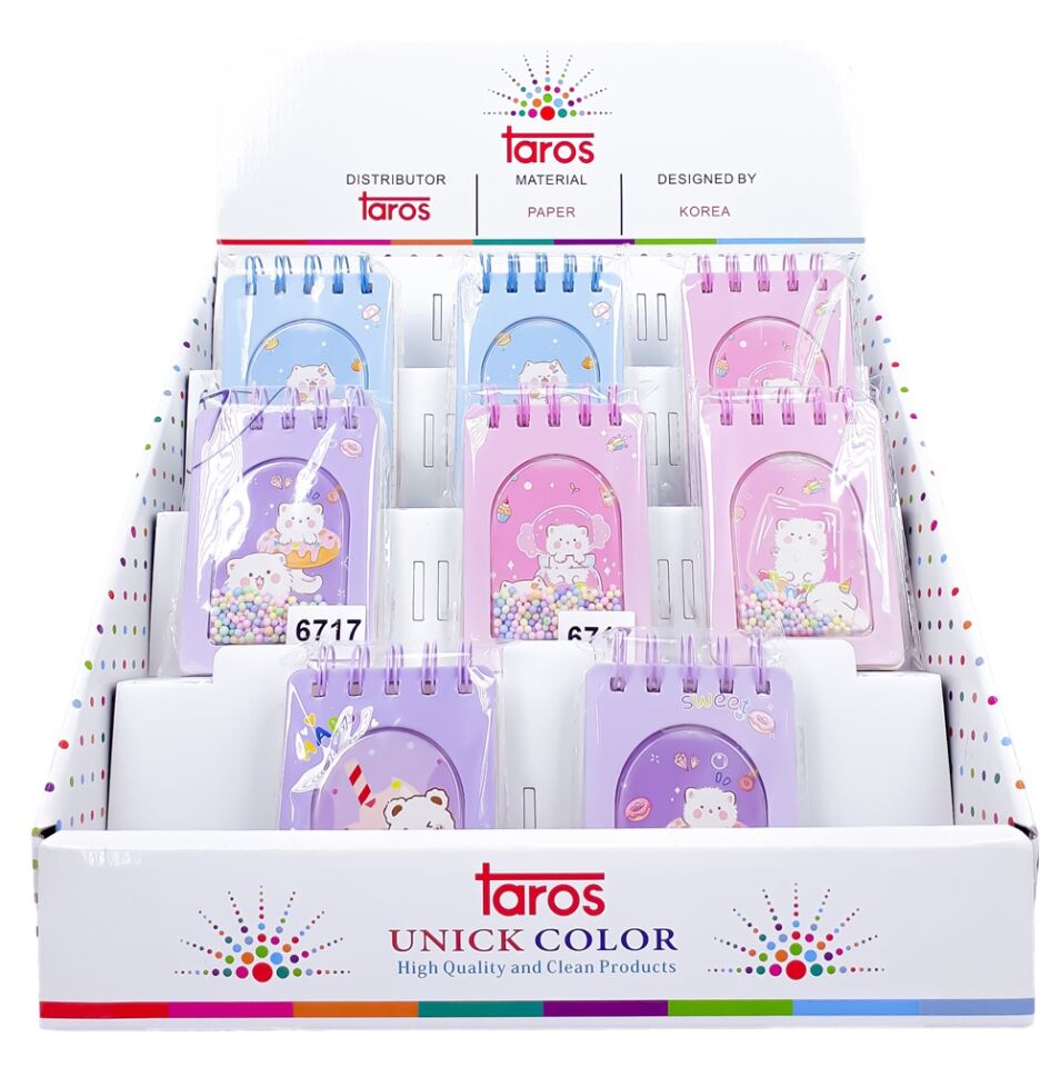 Taros Unick Color Boncuklu Kedi Spiralli Not Defteri