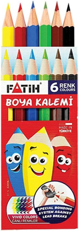 Fatih Kuru Boya Kalemi 6 Renk Yarım Boy