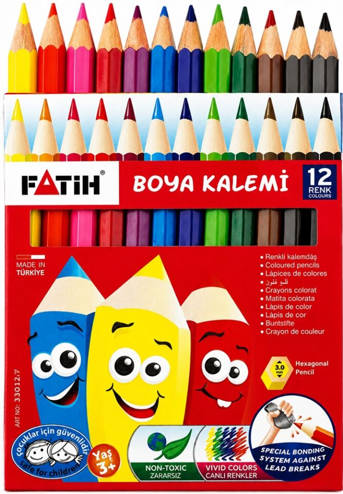 Fatih Kuru Boya Kalemi 12 Renk Yarım Boy