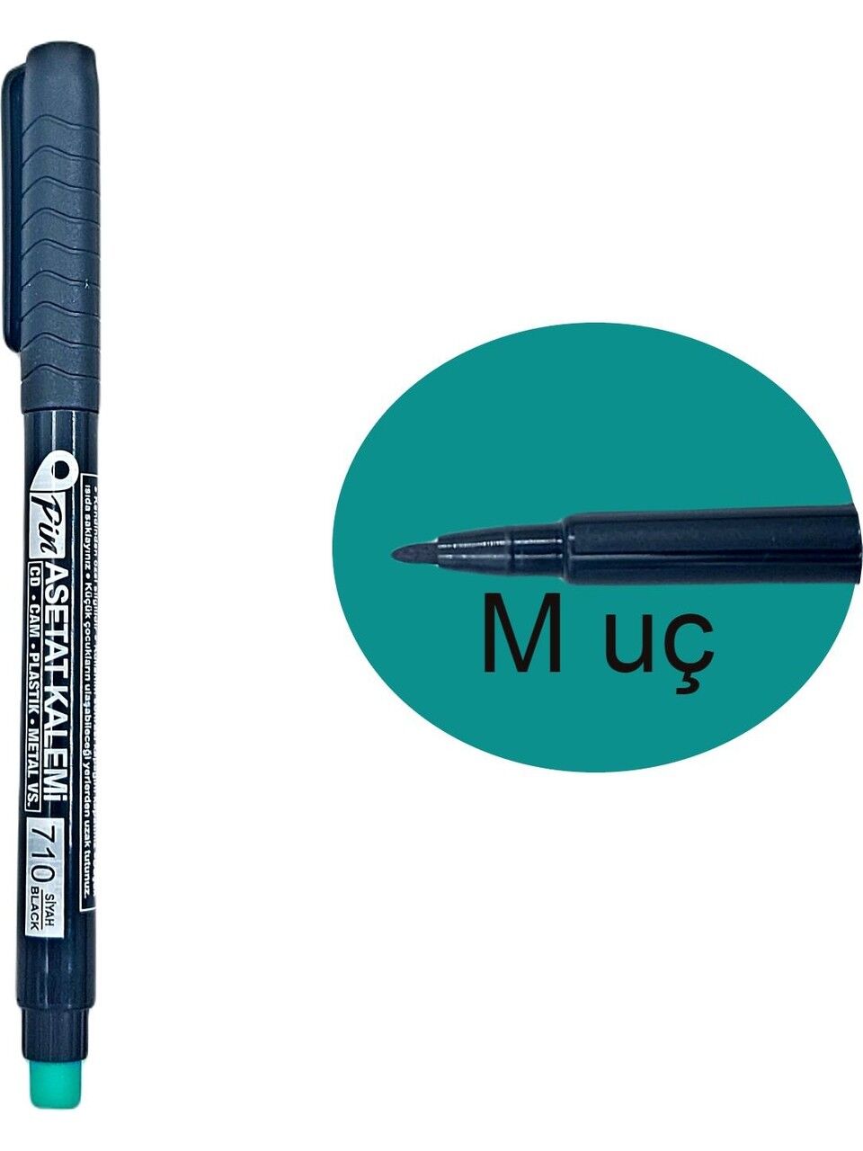 Pin Asetat Kalemi Silgili M Uç 710 Siyah