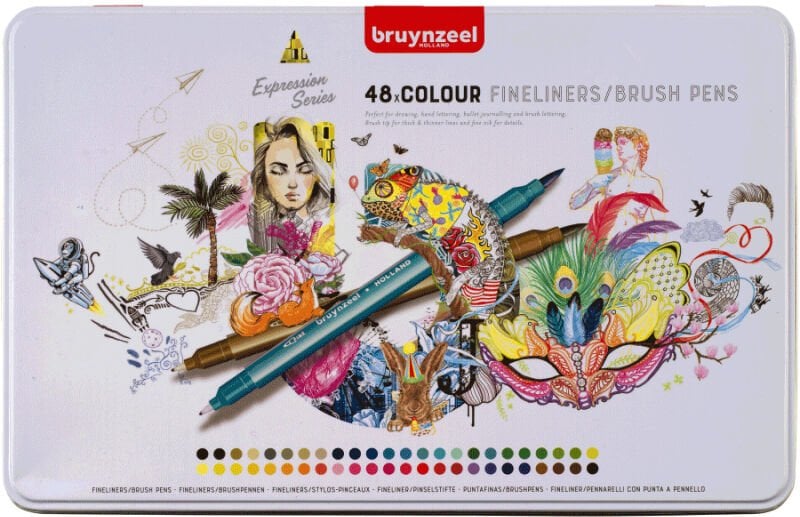 Bruynzeel Fineliner Çift Taraflı Kalem Seti 48 Renk
