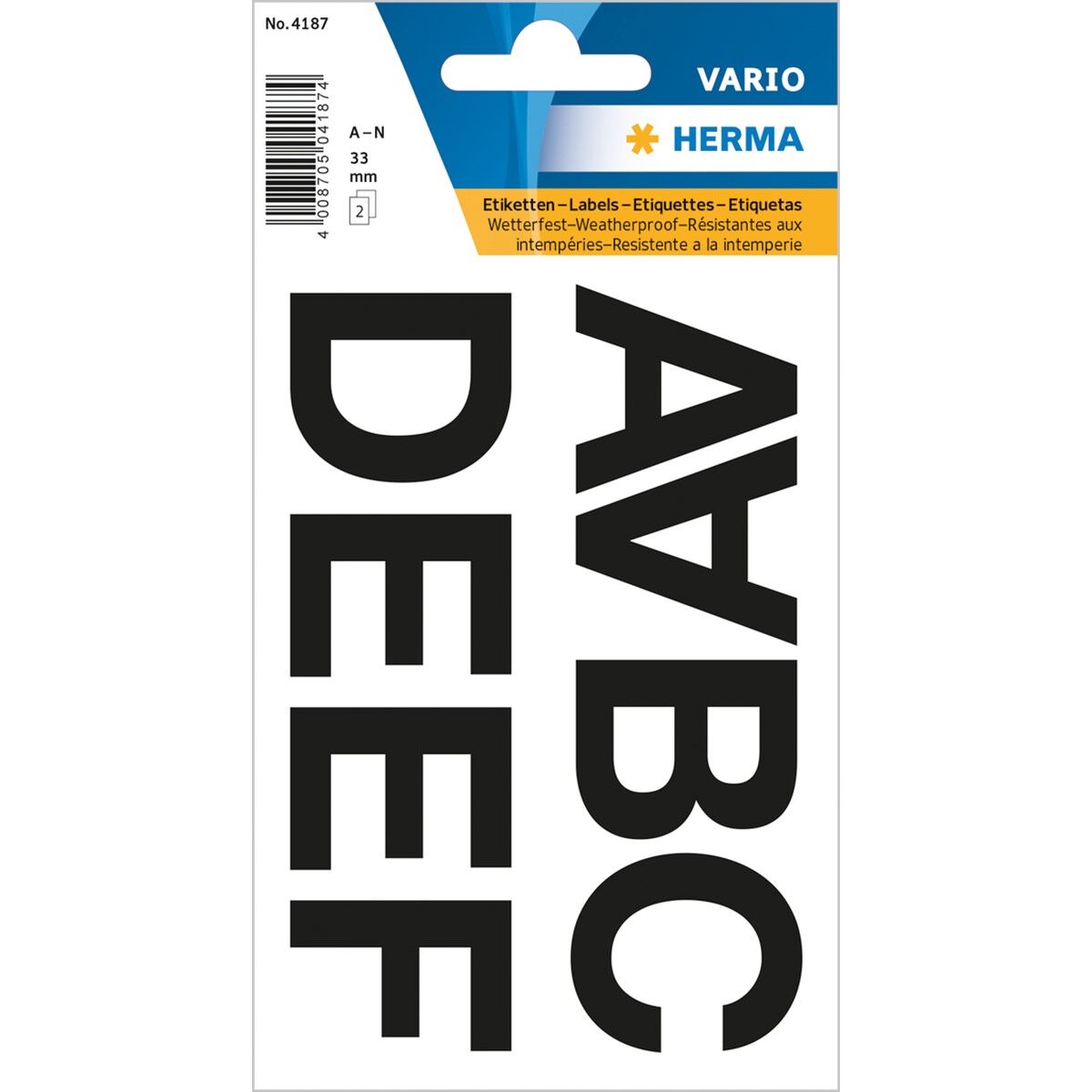 Herma Vario Harf Etiket A-N 33 Mm Siyah