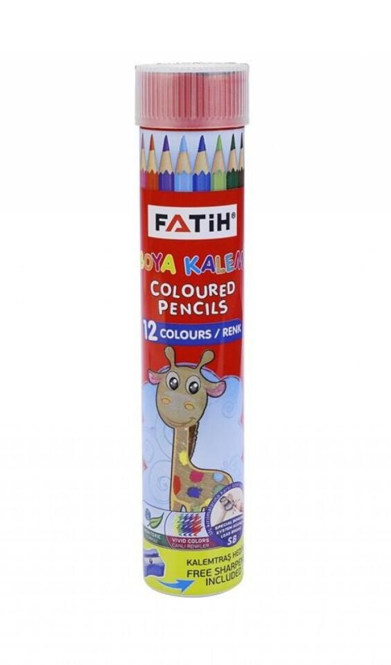 Fatih Kuru Boya Kalemi Tüplü 12 Renk Tam Boy