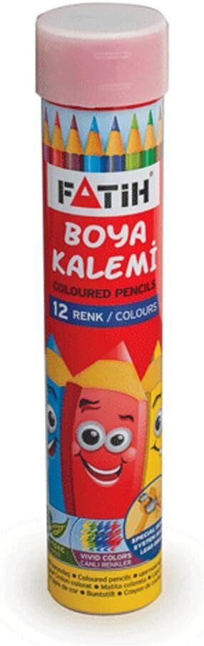 Fatih Kuru Boya Kalemi Tüplü 12 Renk Tam Boy