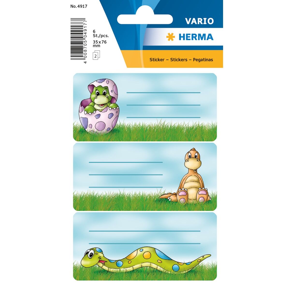 Herma Vario Glittery Okul Etiketi Dinozorlar