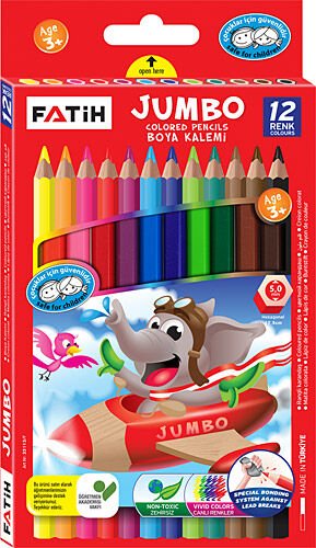 Fatih Jumbo Kuru Boya Kalemi 12 Renk Tam Boy King Size