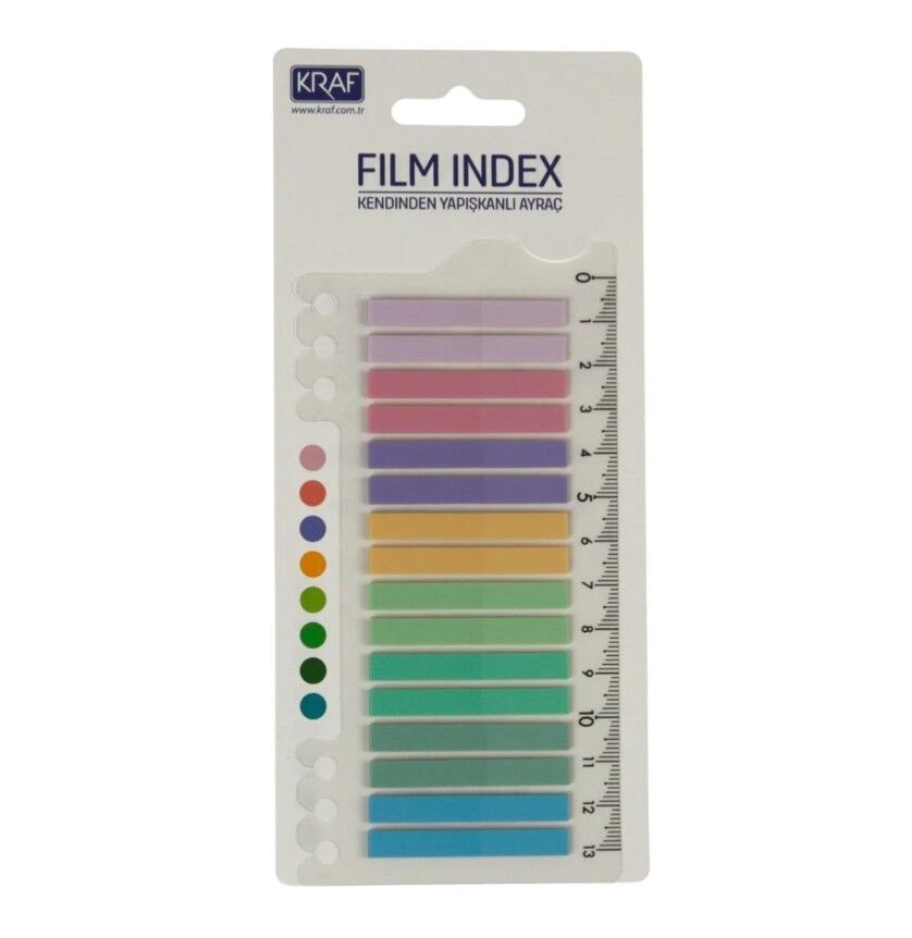 Kraf İndex Film 6x45 Mm 20 Yaprak Cetvelli Bright Color 16645-1