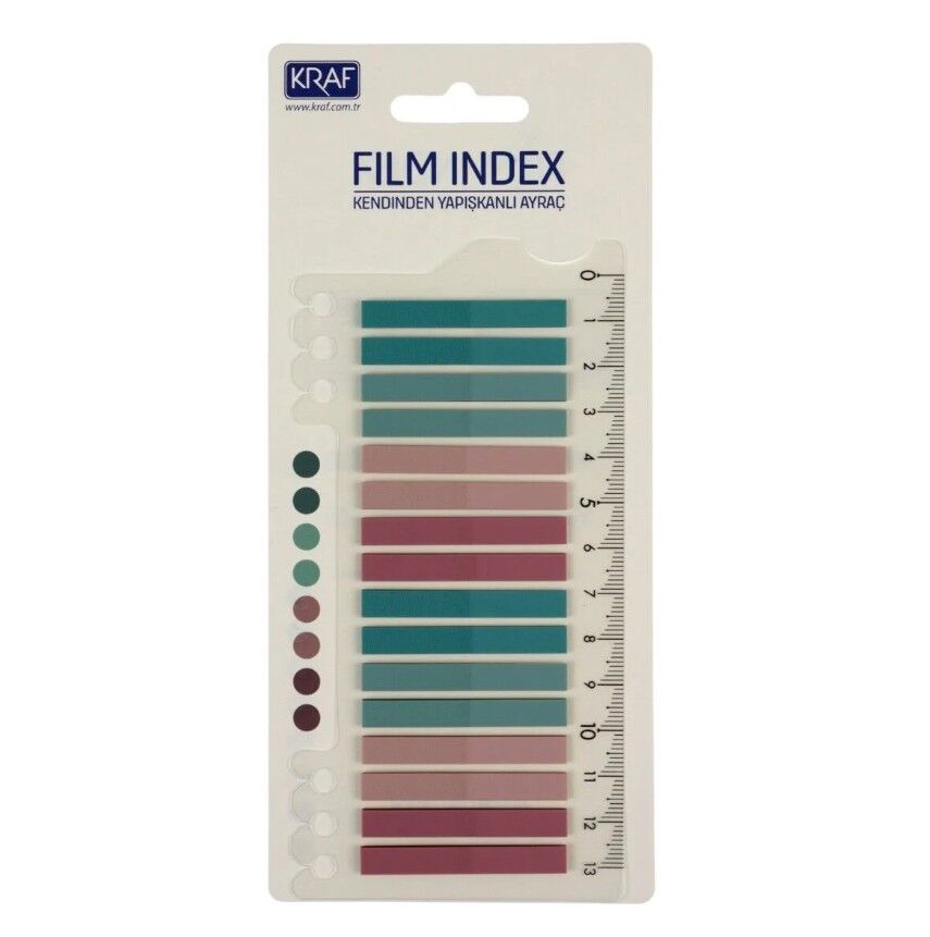 Kraf İndex Film 6x45 Mm 20 Yaprak Cetvelli Morandı Color 16645-2