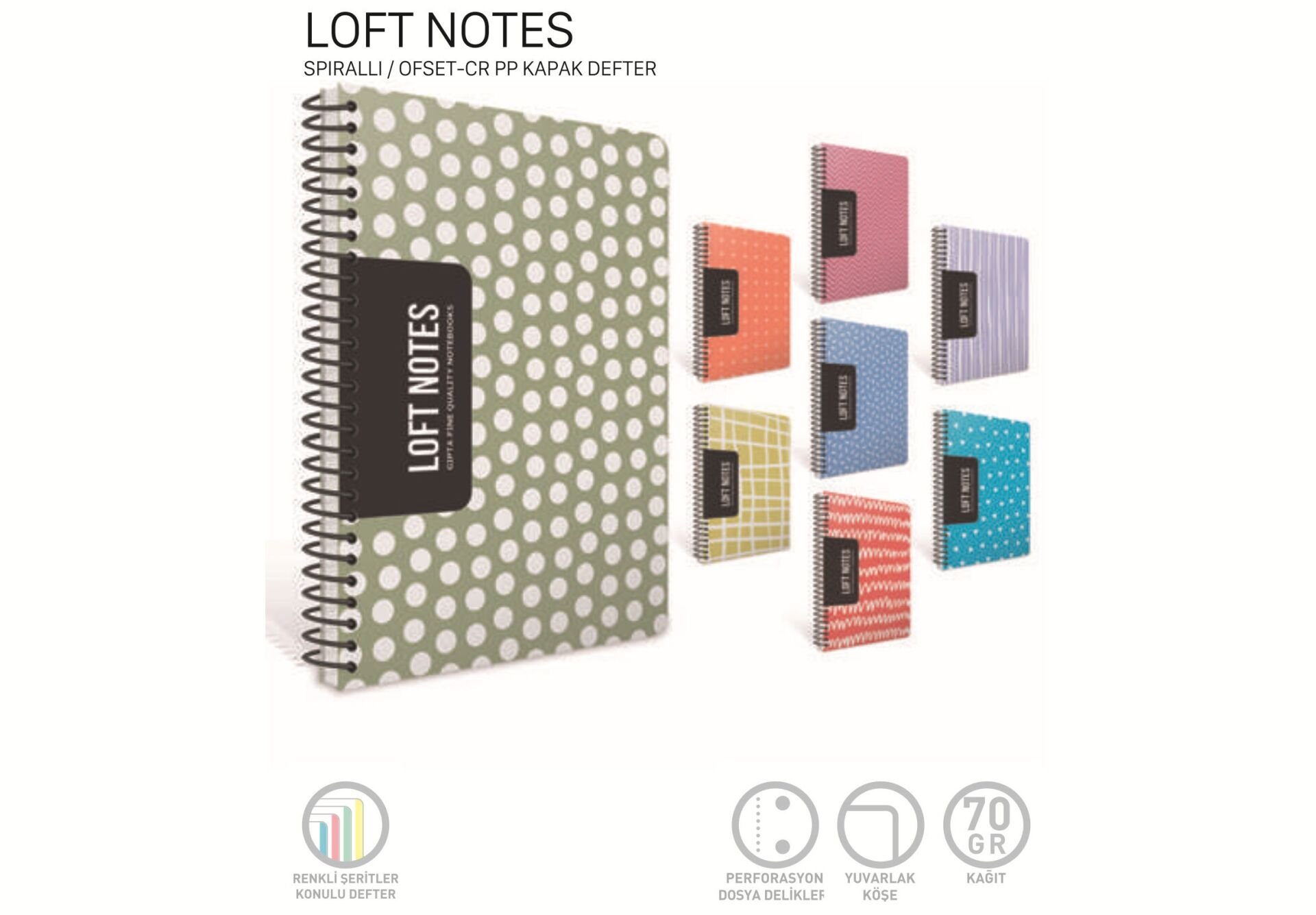 Gıpta Loft Notes Spiralli Pp Kapak Defter A4 100 Çizgili