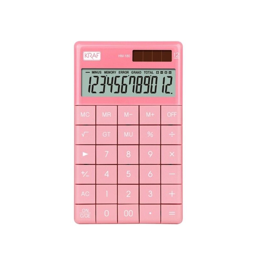 Kraf Hesap Makinesi Masaüstü 12 Hane Hm-180 Pk Pembe
