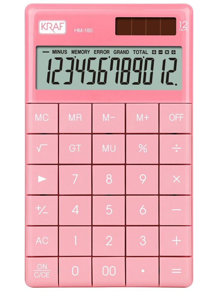 Kraf Hesap Makinesi Masaüstü 12 Hane Hm-180 Pk Pembe