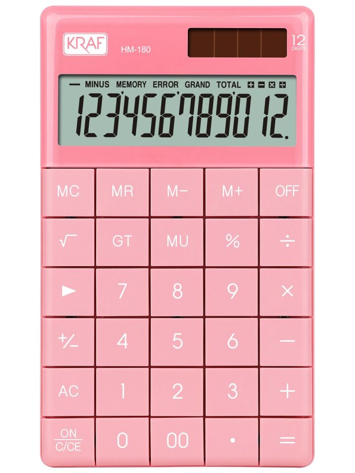 Kraf Hesap Makinesi Masaüstü 12 Hane Hm-180 Pk Pembe