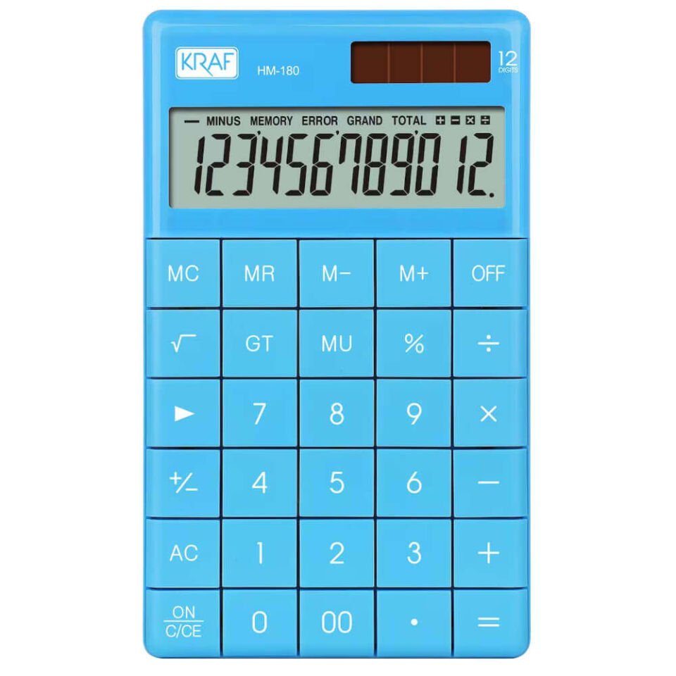 Kraf Hesap Makinesi Masaüstü 12 Hane Hm-180 Bl Mavi
