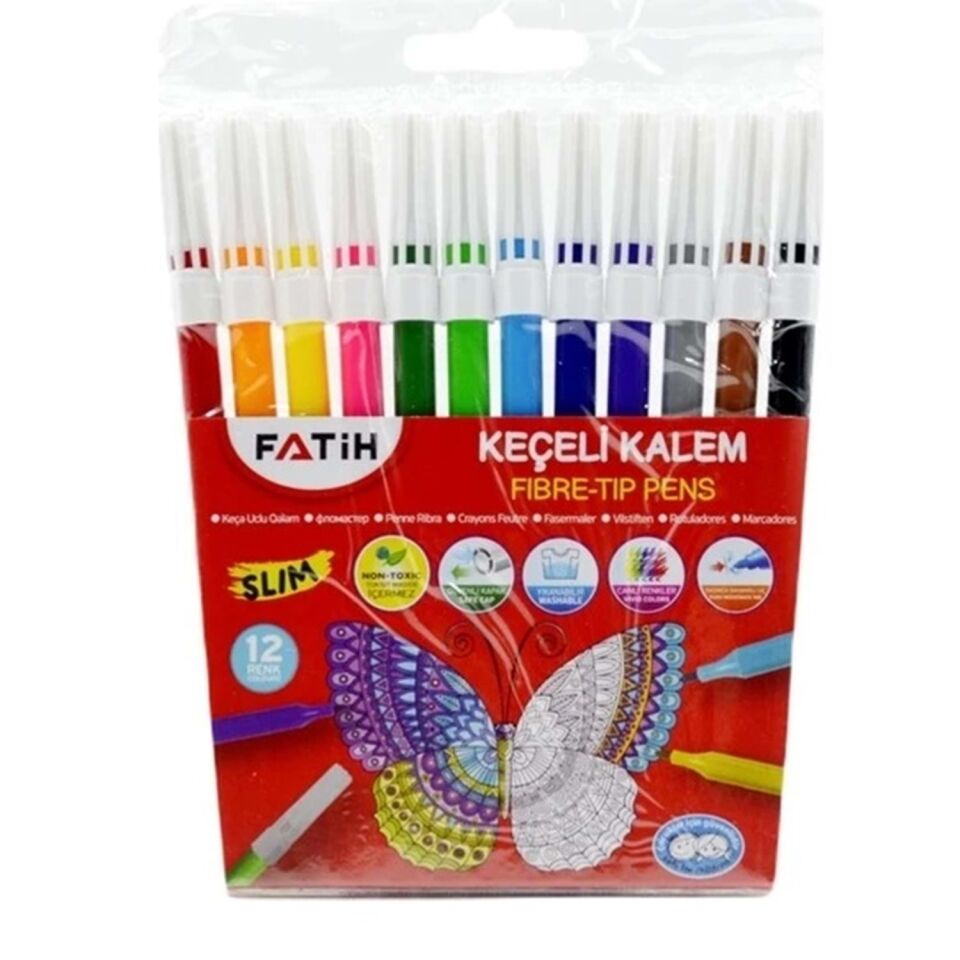Fatih 12 Renk Slim Keçeli Kalem