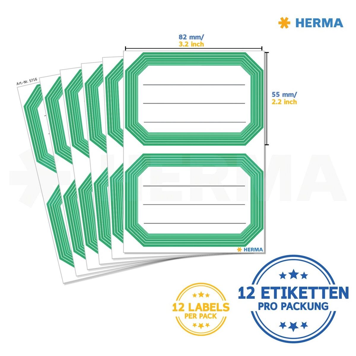 Herma Vario Okul Etiket Klasik 82x55 Mm Yeşil