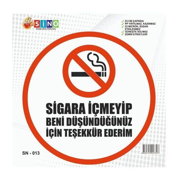 Sino Zemin Uyarı Etiketi Sigara İçmeyip Beni Düşündüğünüz İçin Teşekkür Ederim