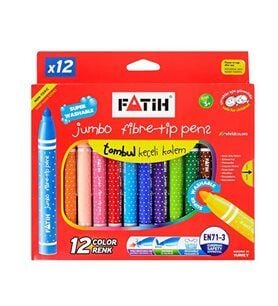 Fatih Jumbo Yıkanabilir Keçeli Boya Kalemi 12 Renk