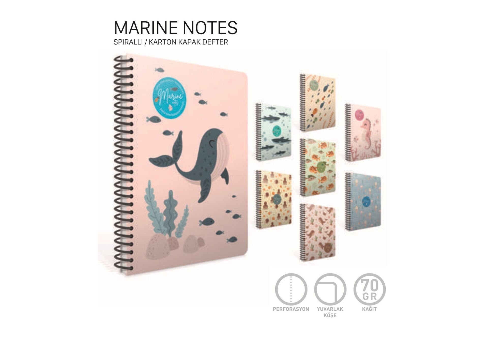 Gıpta Marine Notes Spiralli Karton Kapak Defter A4 80 Çizgili