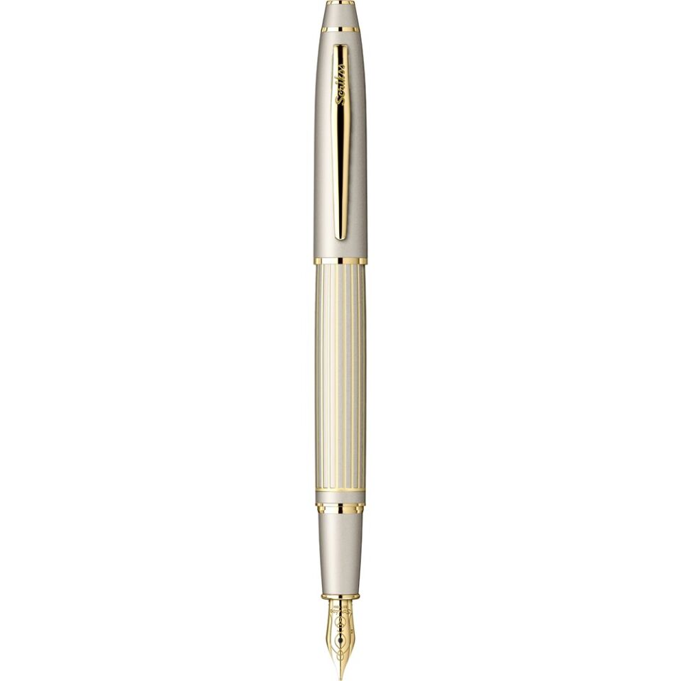 Scrikss 35 Dolmakalem Çizgi Desenli Saten Altın M Uç