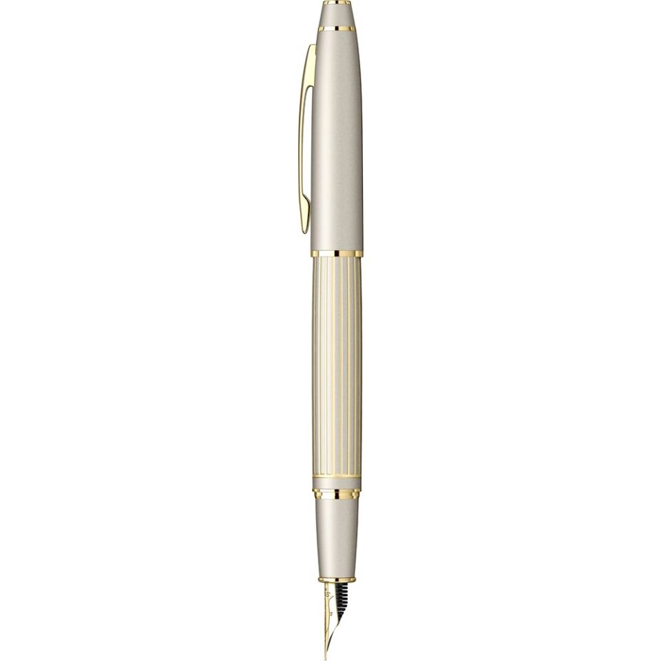 Scrikss 35 Dolmakalem Çizgi Desenli Saten Altın M Uç