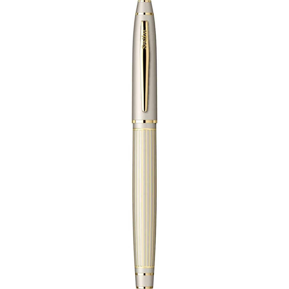 Scrikss 35 Dolmakalem Çizgi Desenli Saten Altın M Uç