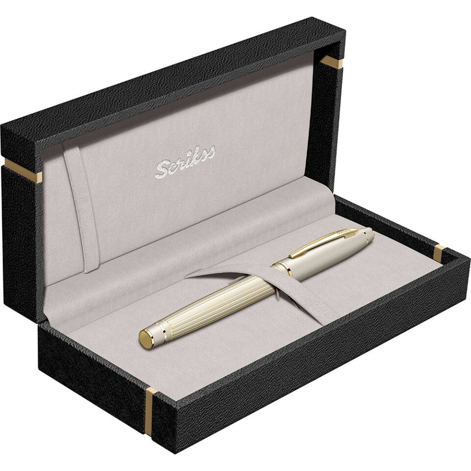 Scrikss 35 Roller Çizgi Desenli Saten Altın