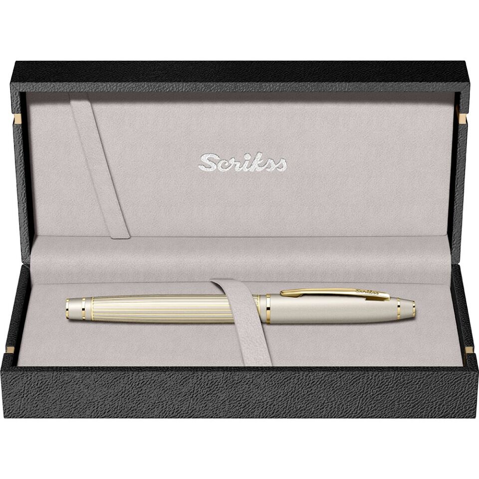 Scrikss 35 Roller Çizgi Desenli Saten Altın