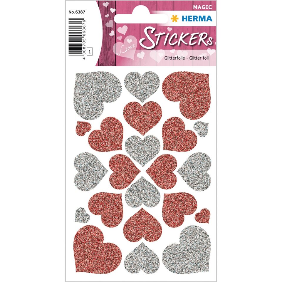Herma Magic Etiket Glittery Kalpler 