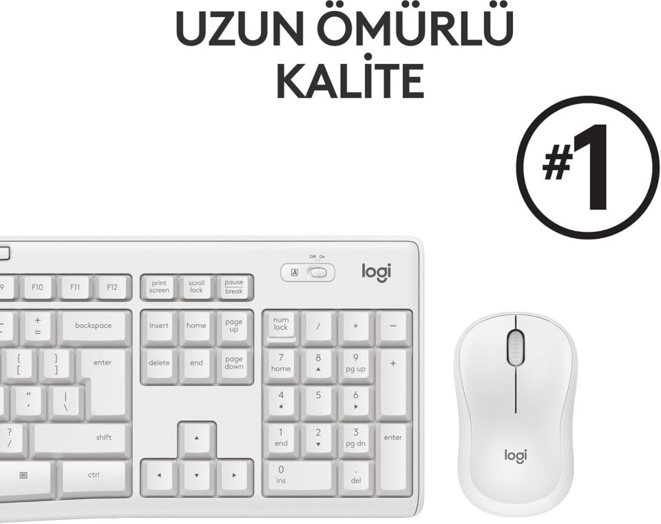 Logitech 920-010089 MK295 Kablosuz Beyaz Klavye Mouse Set