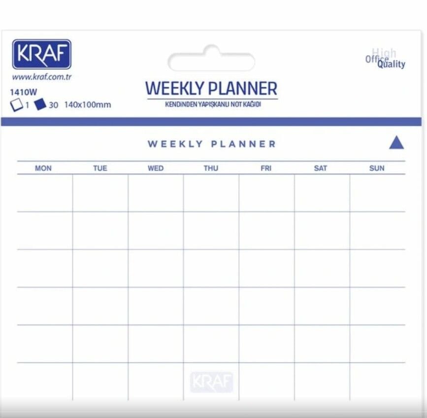Kraf Yapışkanlı Not Kağıdı Haftalık Plan 140x100 30 Yaprak