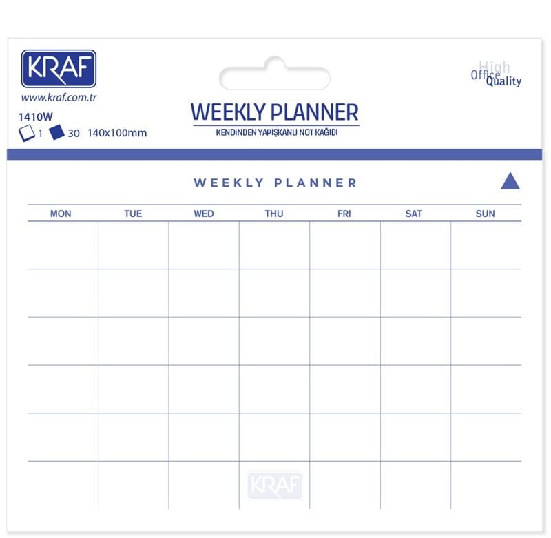 Kraf Yapışkanlı Not Kağıdı Haftalık Plan 140x100 30 Yaprak