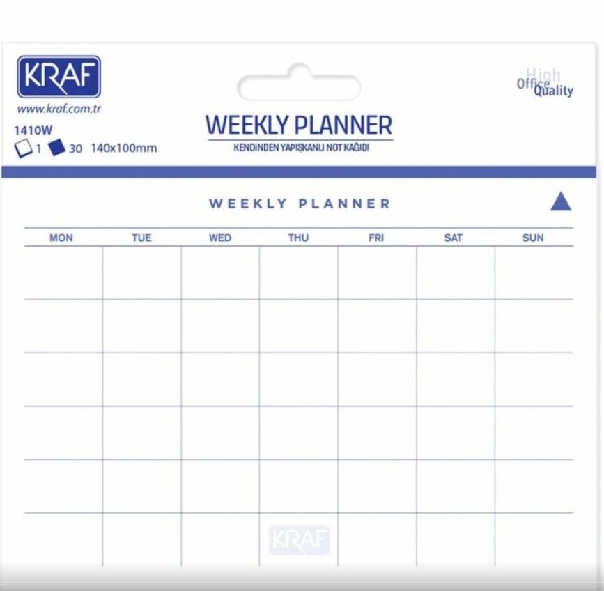Kraf Yapışkanlı Not Kağıdı Haftalık Plan 140x100 30 Yaprak