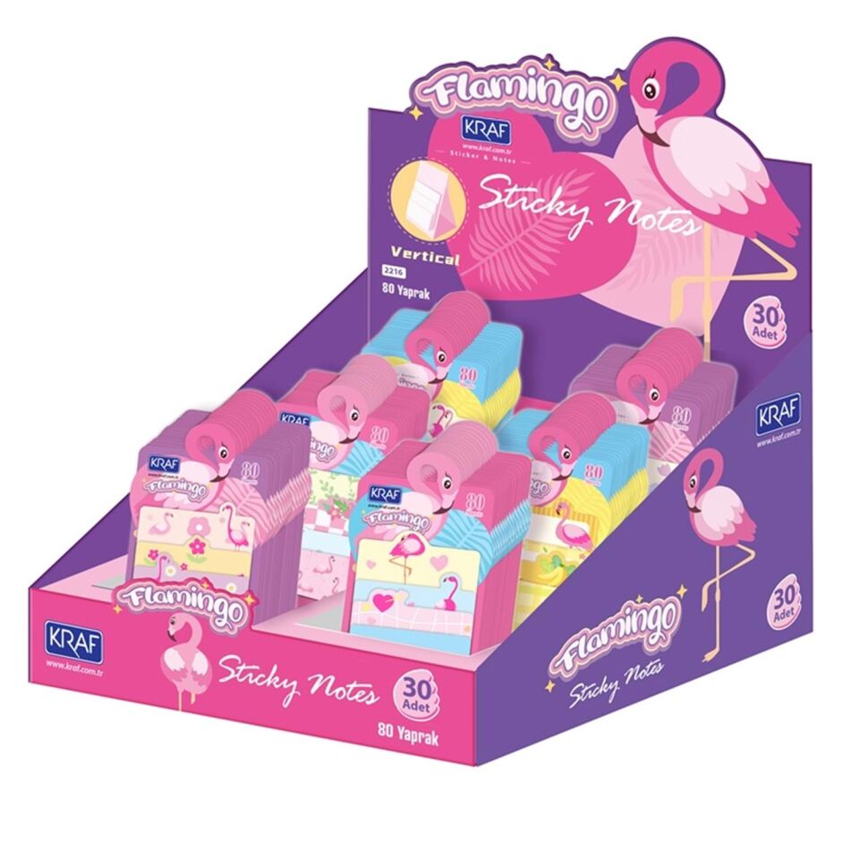 Kraf Yapışkanlı Not Kağıdı Set Flamingo 80 Yaprak 2216FL