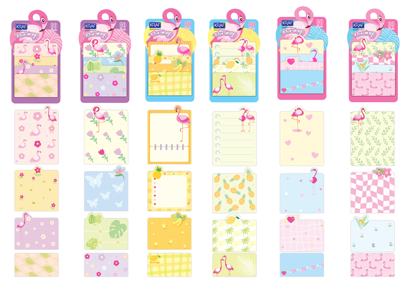 Kraf Yapışkanlı Not Kağıdı Set Flamingo 80 Yaprak 2216FL