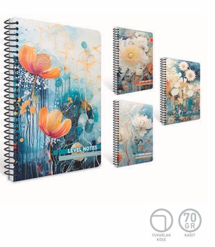 Gıpta Level Notes Spiralli Pressboard Kapak Defter 20x28 80 Yaprak Kareli