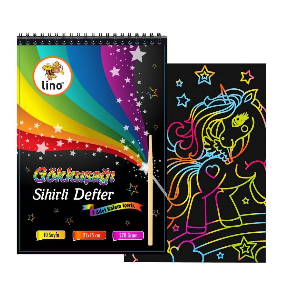 Lino Sihirli Defter A5 10 Yp. Gökkuşağı Kazımalı