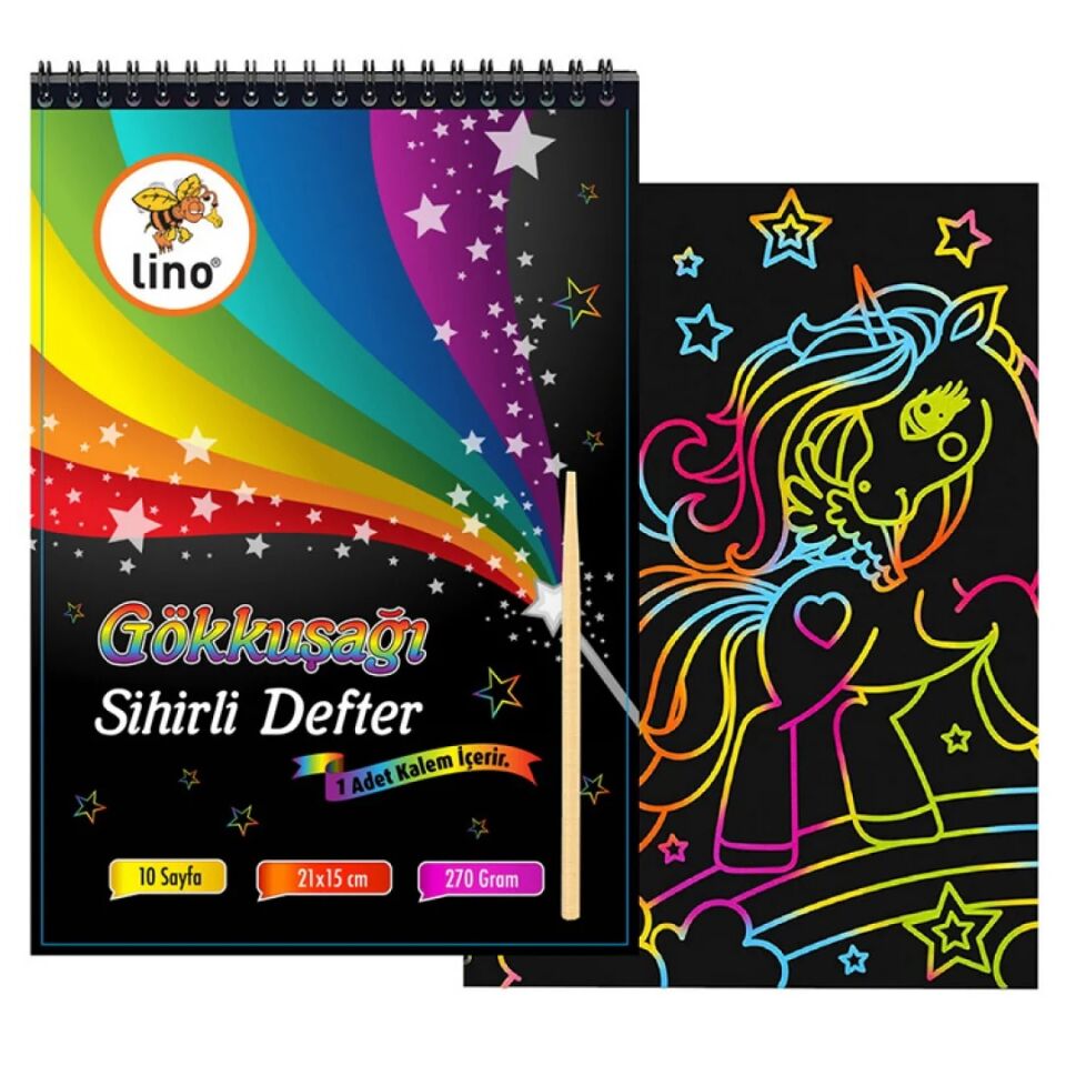Lino Sihirli Defter A5 10 Yp. Gökkuşağı Kazımalı