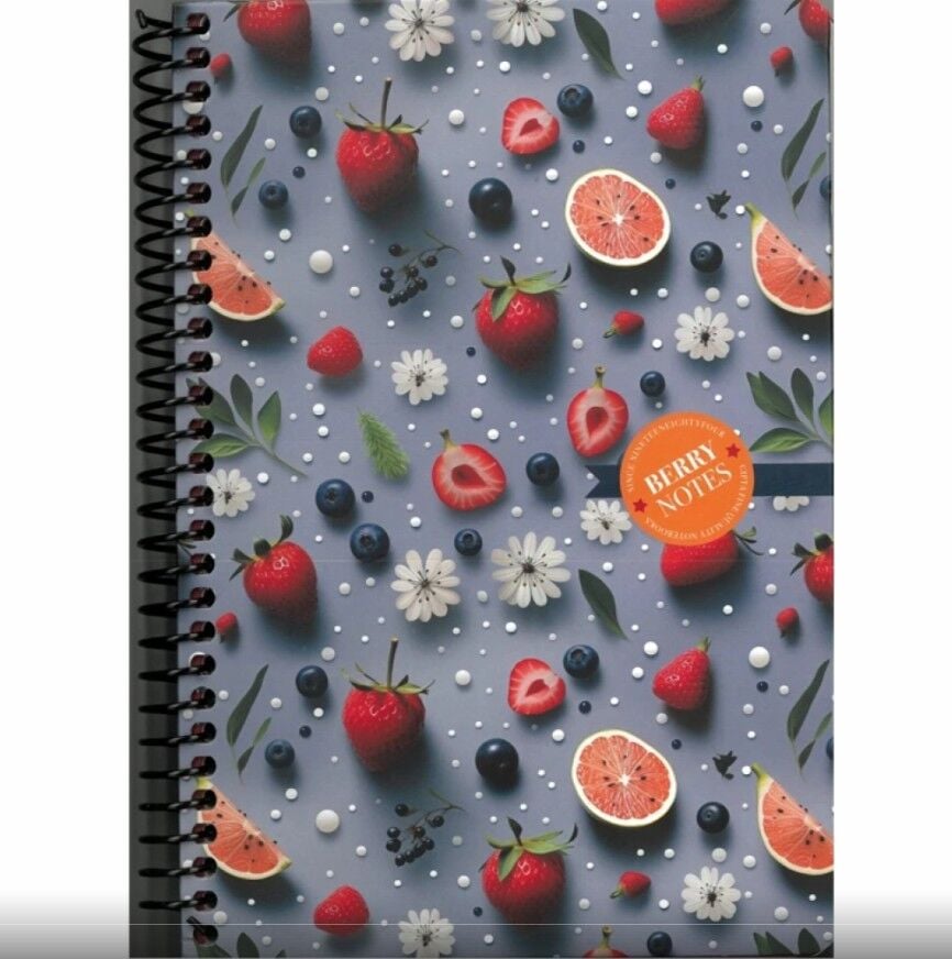 Gıpta Berry Notes Spiralli Sert Kapak Defter 17x24 120 Yaprak Kareli